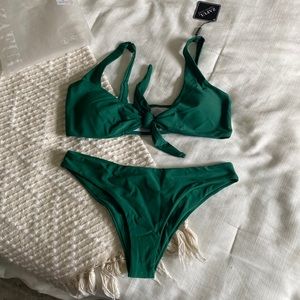 Zaful green tie-front bikini